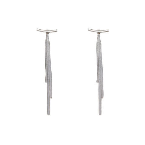 Gold Fringe Long Stylish Simple Earrings Stainless Steel