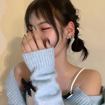 Sparkle Hollow Zircon Butterfly Earrings