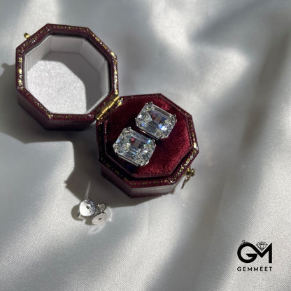 S925 Sterling Silver Four-prong Zircon Cut Earrings