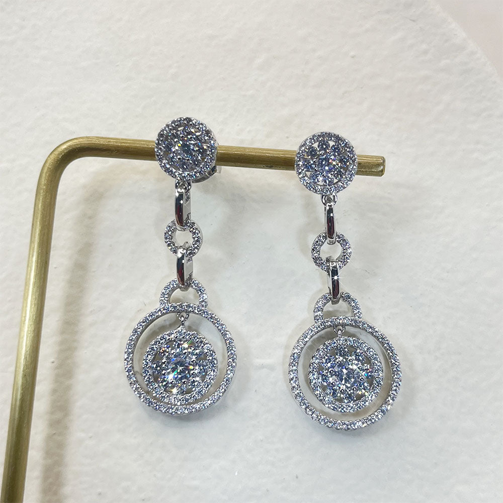 Double Ring Snowflake Zircon Earrings