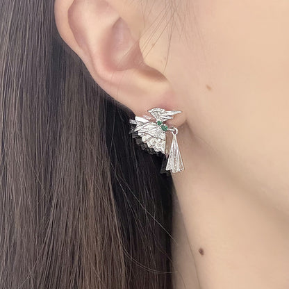 Vintage New Chinese Bamboo Fan Earrings