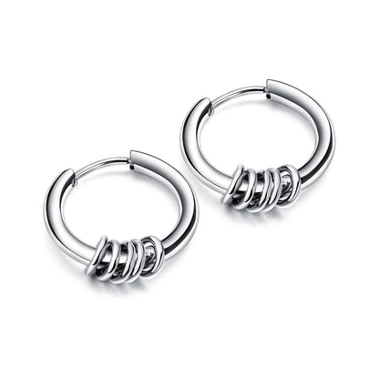 Stainless Steel Ferrule Hoop Earrings