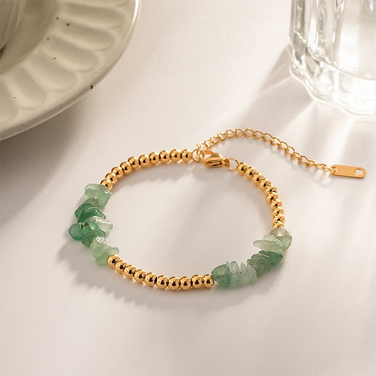 Crushed Crystals Golden Beads Bracelet