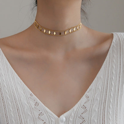 Double Diamond Titanium Steel Short Choker