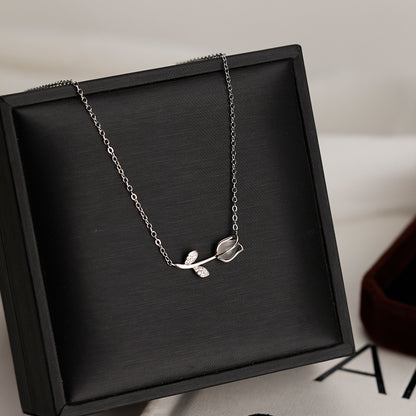 S925 Sterling Silver Tulip Light Luxury Temperament High Sense Necklace
