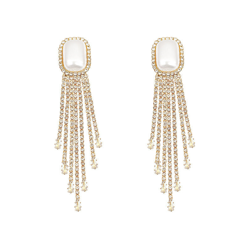 Flash Diamond Long Style Earrings