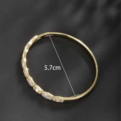 Simple and Stylish Geometric Mother-of-pearl Inlaid with Zirconium Bracelet