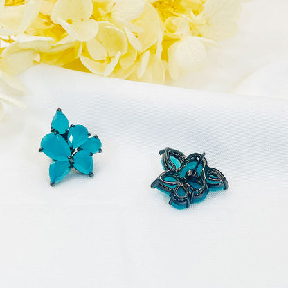Irregular Drop-Shaped Light Blue Zircon Earrings