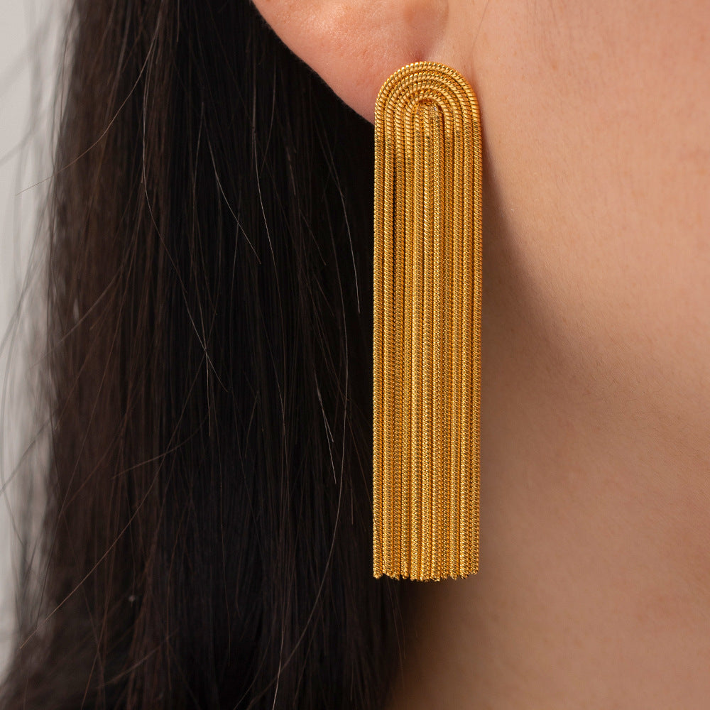 Gold-plated Stainless Steel Tassel Earrings