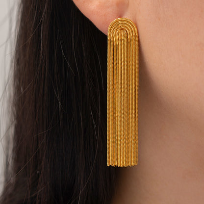 Gold-plated Stainless Steel Tassel Earrings