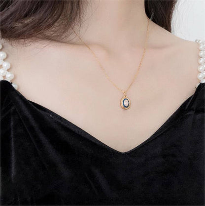 Natural Opal Inlay Pendant Necklace