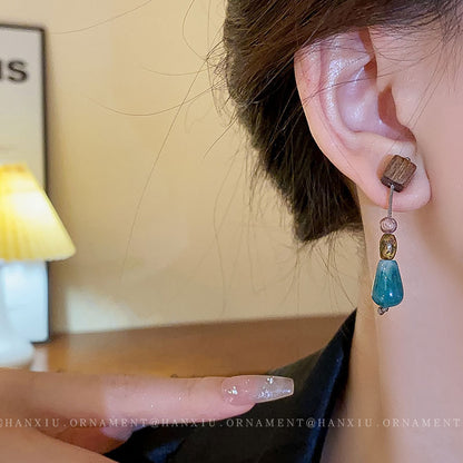 Square Drop Braided Rope Earrings