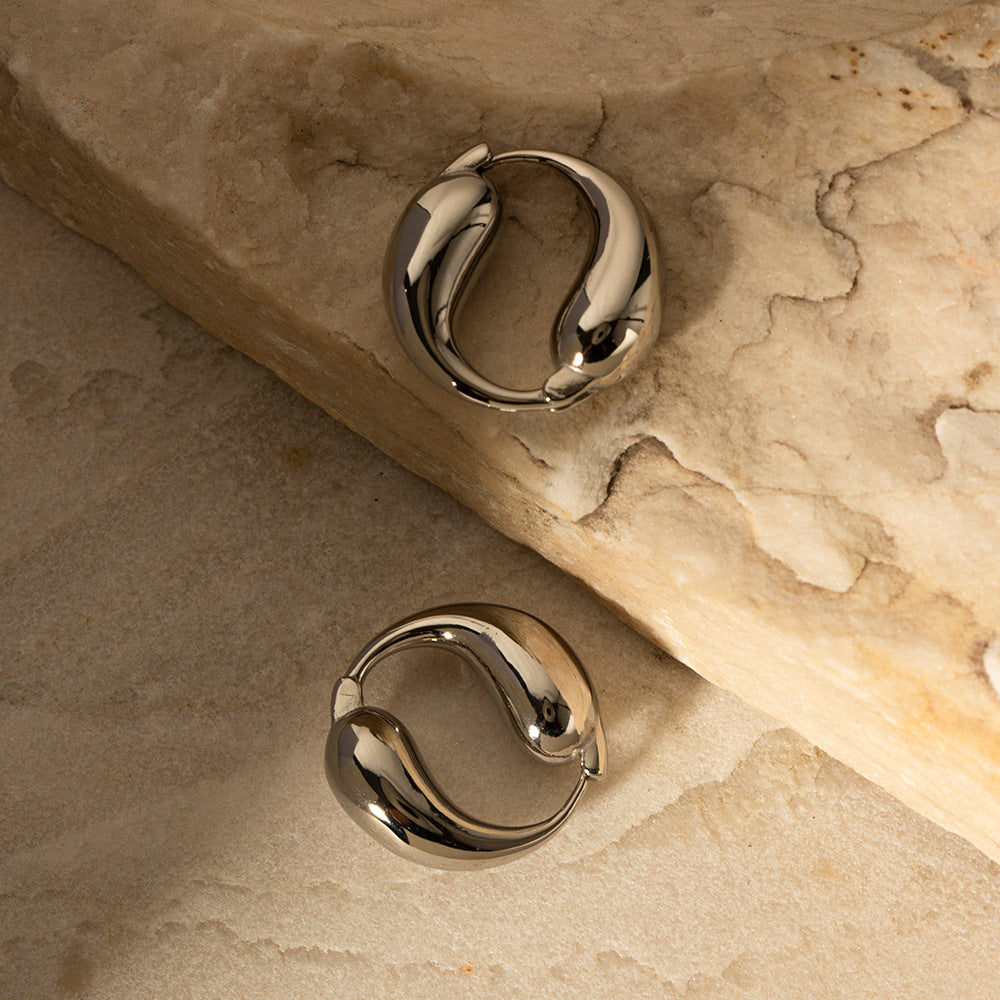 Steel Color Stainless Steel O-shaped Earrings