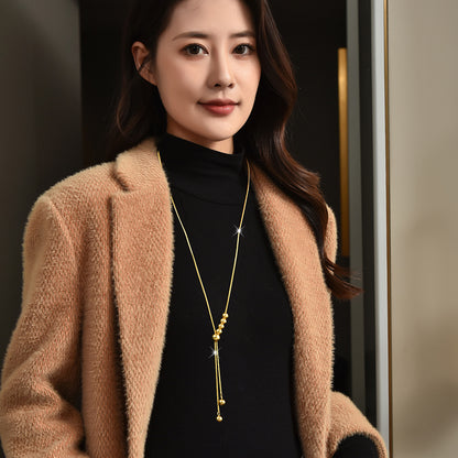 High Sense Simple Long Titanium Steel Necklace