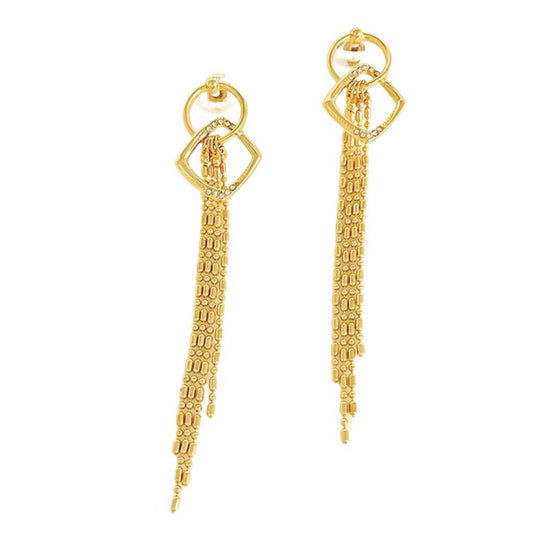 Long Tassel Rhinestone Drop Earrings