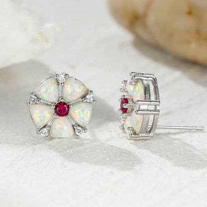 Opal Flower Shaped Earrings