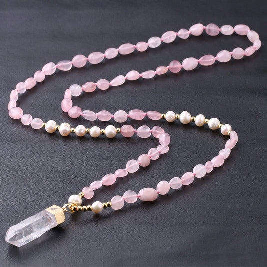 Pink River Stone Amazon Stone Opal Mixed Pearl Necklace