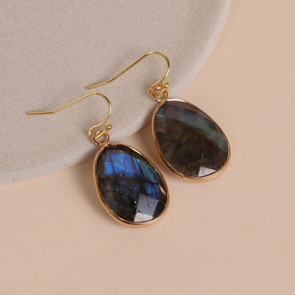 Pull Feldspar Ellipse Hanging Earrings