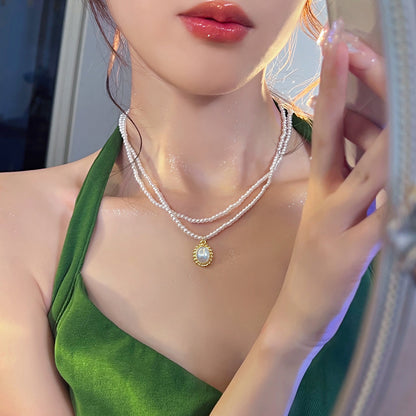 French Vintage Double Pearl Niche High Sense Necklace