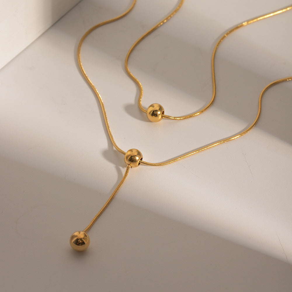 Stainless Steel Double Transfer Ball Necklace
