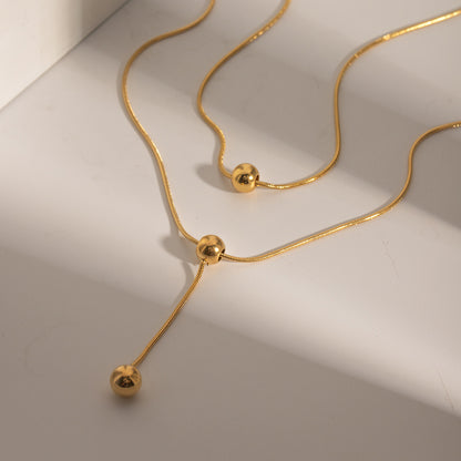 Stainless Steel Double Transfer Ball Necklace