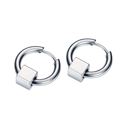 Stainless Steel Cubic Hoop Earrings