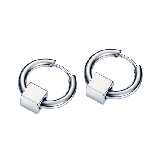 Stainless Steel Cubic Hoop Earrings