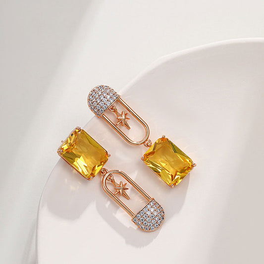 Square Zirconia Asymmetrical Stud Earrings for Women