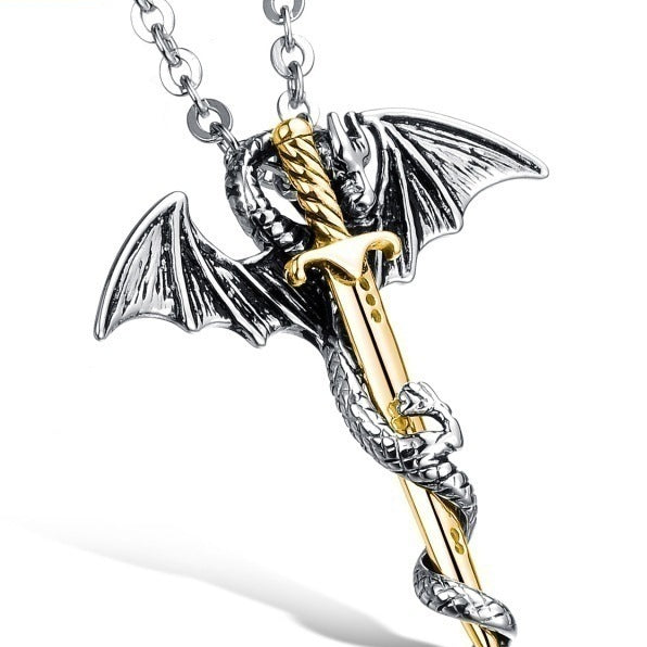 Dragon & Sword Titanium Steel Necklace