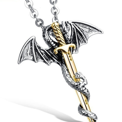 Dragon & Sword Titanium Steel Necklace