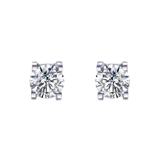 White Gold Solitaire Prong Settings Moissanite Stud Earrings