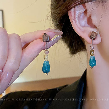 Square Drop Braided Rope Earrings