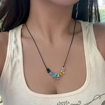 Butterfly Tassel Leather Wax Thread Necklace