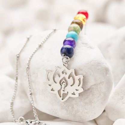 Chakra Lotus Flower Gemstone Necklace