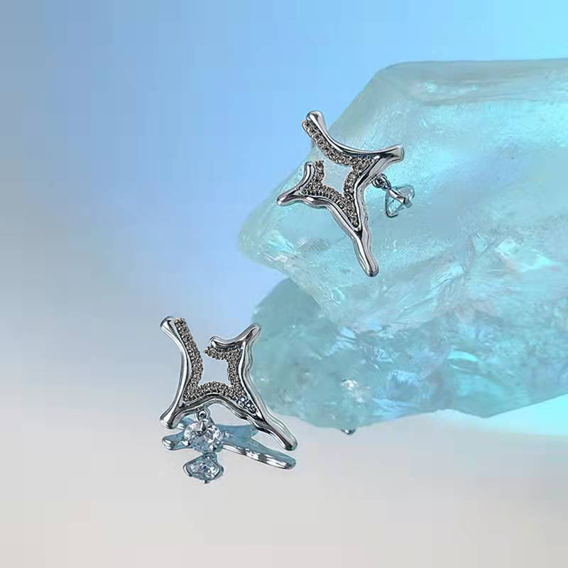 Lava Quadriastral Temperament Zircon Earrings