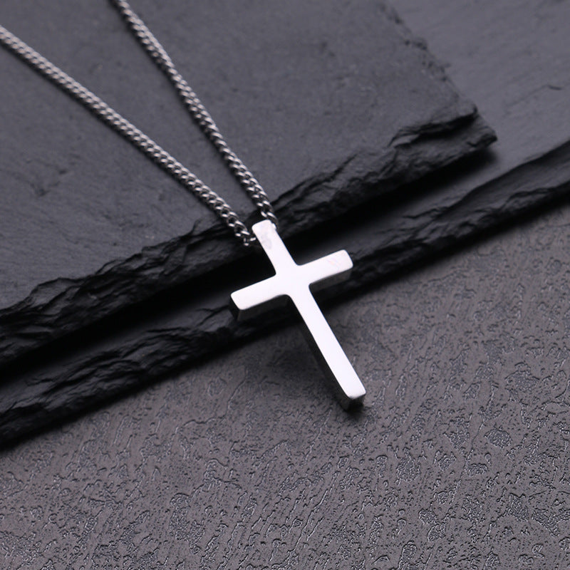 Titanium Steel Simple Cross Necklace for Men