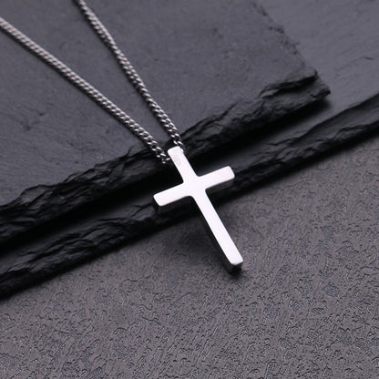 Titanium Steel Simple Cross Necklace for Men