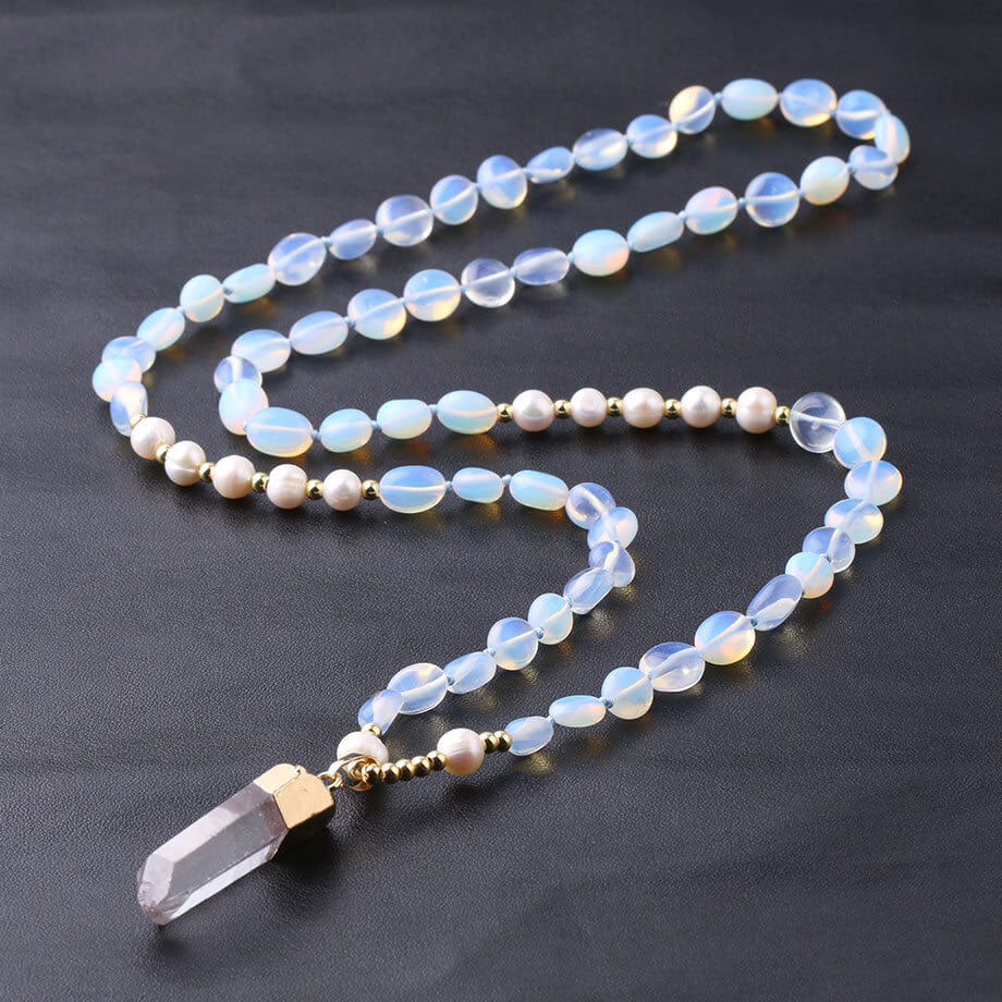Pink River Stone Amazon Stone Opal Mixed Pearl Necklace