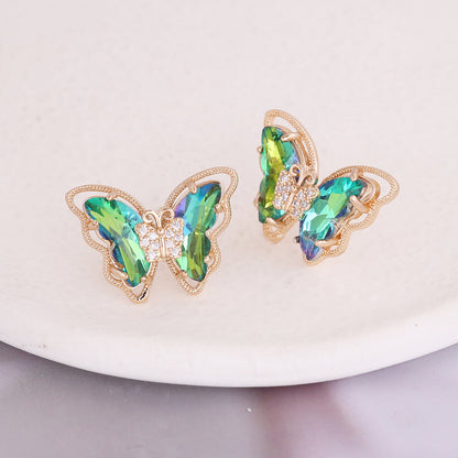 Copper Gradient Butterfly Stud Earrings