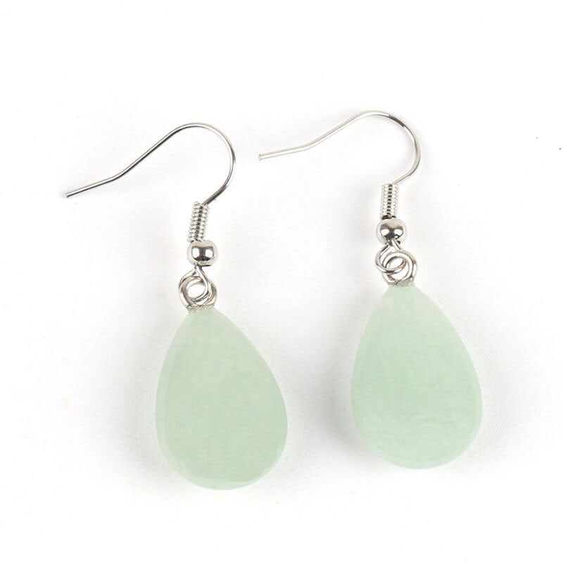Simple Flat Drop Earrings in Polished Stone