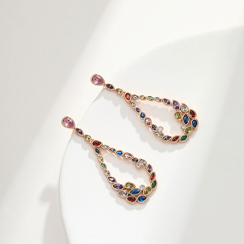 French Retro Hollow Water Drop Hoop Earrings