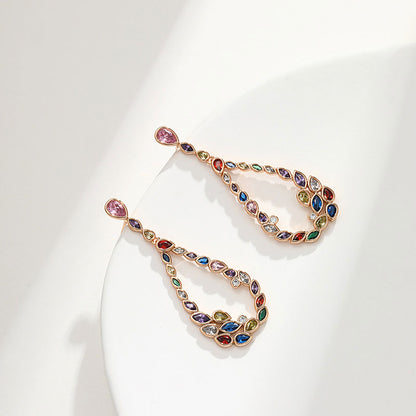 French Retro Hollow Water Drop Hoop Earrings