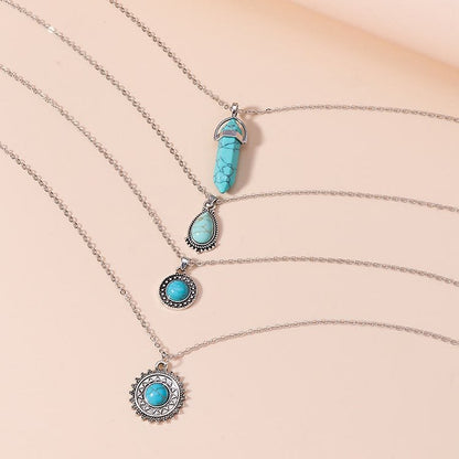 Turquoise Earrings Multi-layered Necklace Set