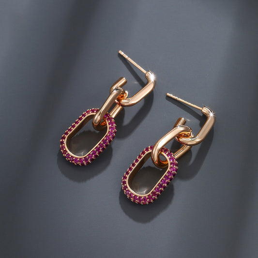 Simple K Gold-plated Geometric Oval Earrings