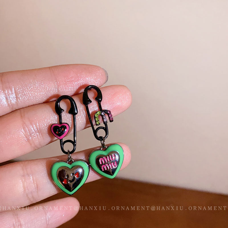 Silver Pin Love Letter Pin Earrings