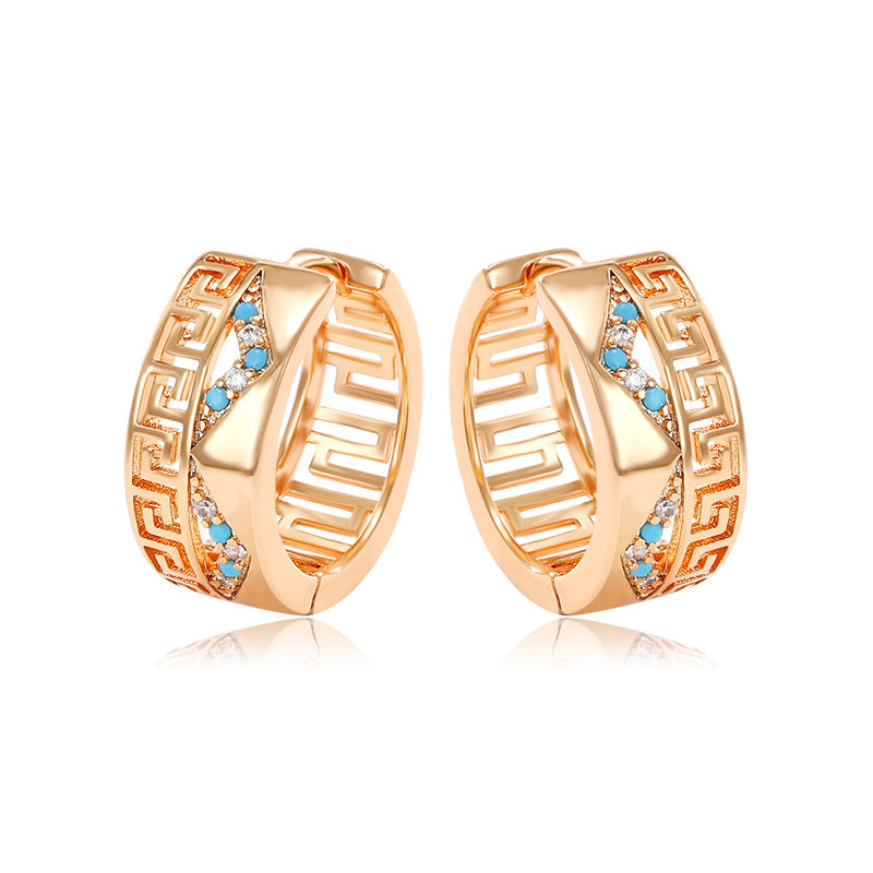 K-plated Gold-plated Zircon Pattern Earrings