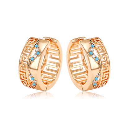 K-plated Gold-plated Zircon Pattern Earrings