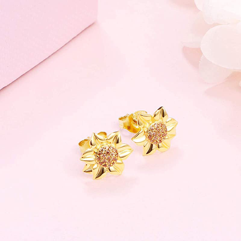 Trendy Gold Sunflower Earrings