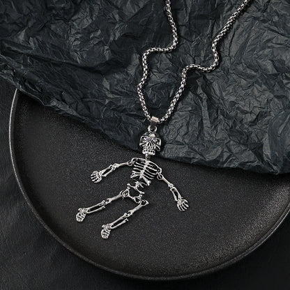 Dark Skeleton Man Skeleton Hip Hop Titanium Steel Necklace