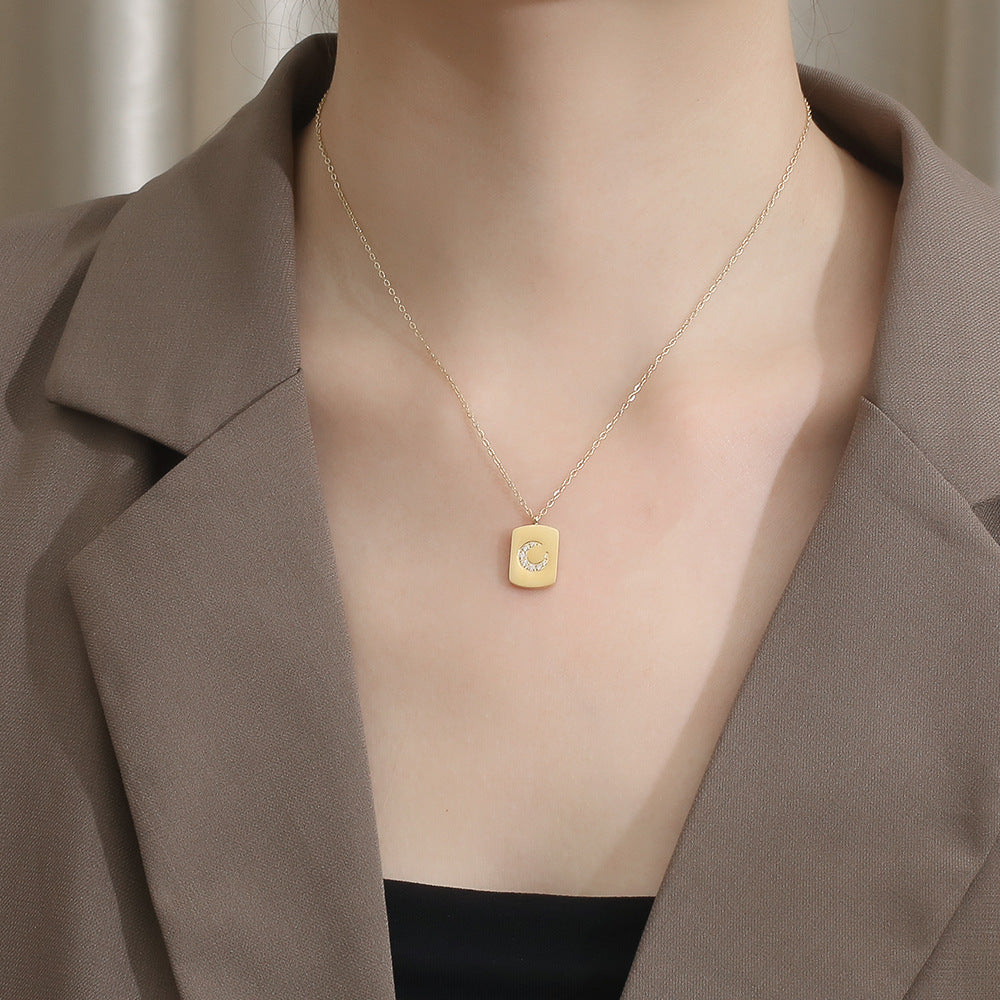 Small Luxury Square Titanium Steel Necklace